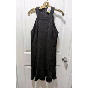 NEW! Michael Kors Sleeveless Black Dress Burgundy Stars Size M Spring Summer